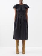 Ulla Johnson - Darlene Pleated-cotton Midi Dress - Womens - Black