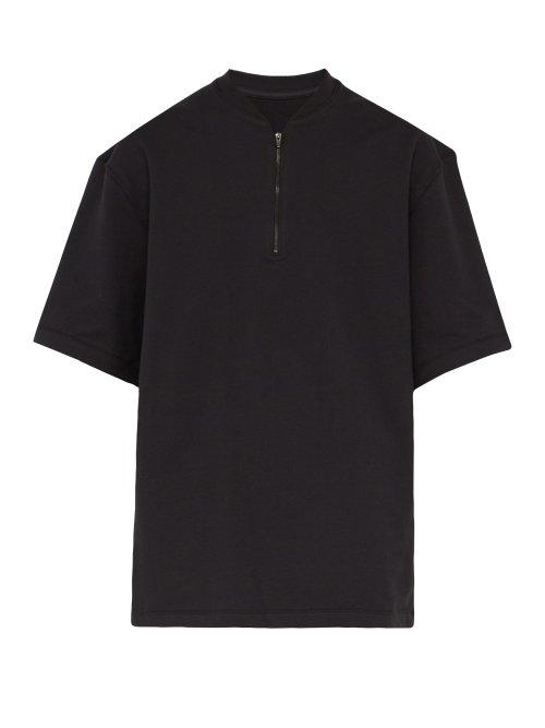 Matchesfashion.com Fear Of God - Half Zip Oversized Cotton T Shirt - Mens - Black