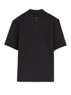 Matchesfashion.com Fear Of God - Half Zip Oversized Cotton T Shirt - Mens - Black