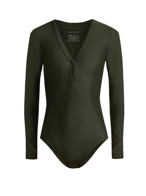 Matchesfashion.com Matteau - The Long Sleeve Maillot Swimsuit - Womens - Dark Green