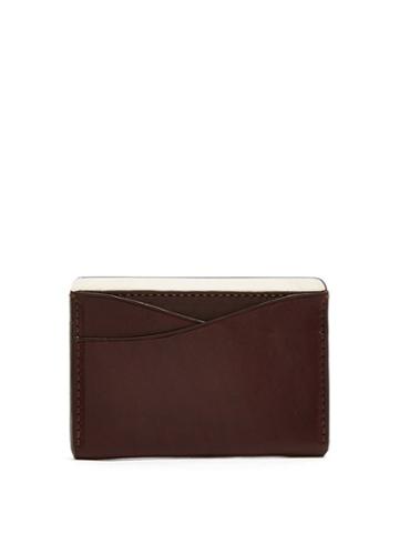 Matchesfashion.com Passavant And Lee - Sterling Silver And Leather Cardholder - Mens - Burgundy