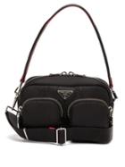 Matchesfashion.com Prada - Logo Plaque Nylon Shoulder Bag - Womens - Black Red