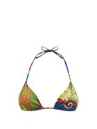 Ladies Beachwear Versace - Medusa Renaissance-print Triangle Bikini Top - Womens - Blue Multi