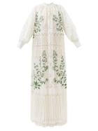 Biyan - Grasgiella Crochet-lace Linen Maxi Dress - Womens - White Multi