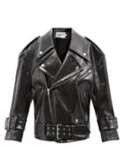 Vaquera - Oversized Faux-leather Biker Jacket - Womens - Black