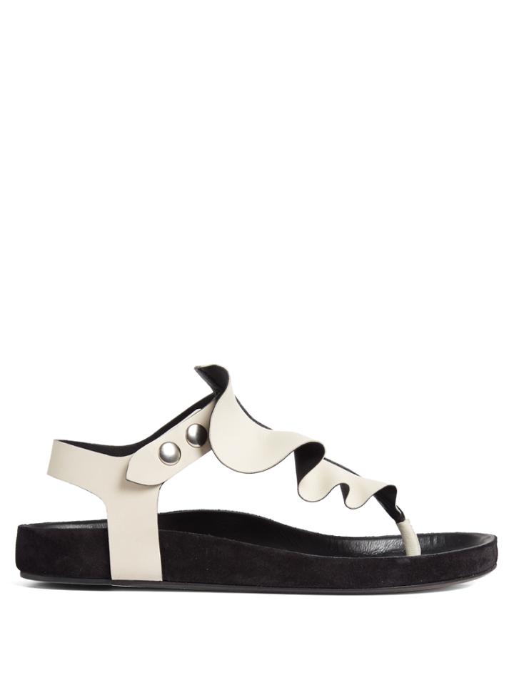 Isabel Marant Leakey Ruffle-trimmed Flat Leather Sandals