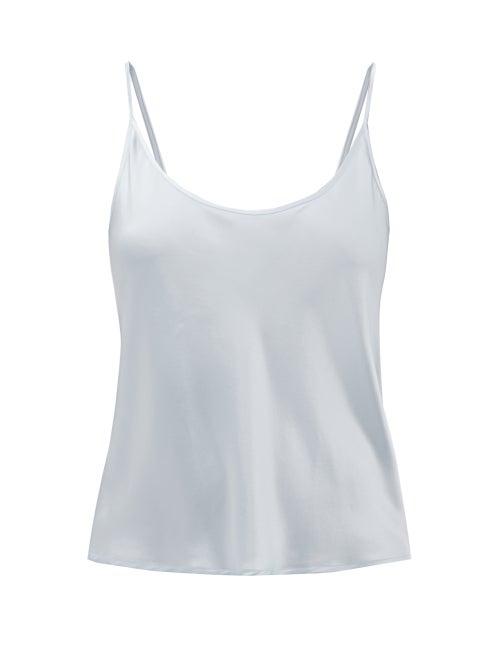 Ladies Lingerie La Perla - Scoop-neck Silk-charmeuse Cami Top - Womens - Light Blue