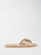 Ancient Greek Sandals - Whitney Metallic-leather Flat Sandals - Womens - Platinum