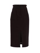 Matchesfashion.com Fendi - Wool Gabardine Midi Skirt - Womens - Black
