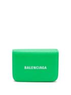 Balenciaga - Cash Logo-print Grained-leather Wallet - Womens - Green