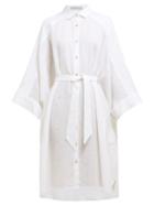 Matchesfashion.com Palmer//harding - Serra Wide Sleeve Linen Shirtdress - Womens - White