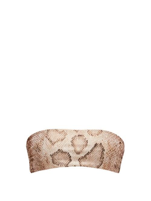 Matchesfashion.com Mara Hoffman - Abigail Snake-print Bandeau Bikini Top - Womens - Cream Print