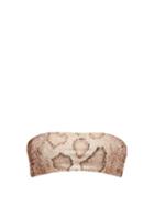 Matchesfashion.com Mara Hoffman - Abigail Snake-print Bandeau Bikini Top - Womens - Cream Print