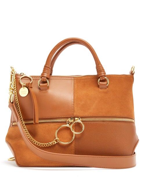 Matchesfashion.com See By Chlo - Emy Suede And Leather Cross Body Bag - Womens - Tan