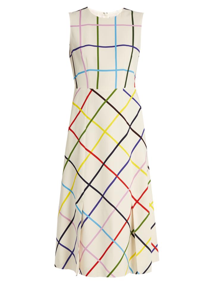 Mary Katrantzou Osmond Sleeveless Checked Crepe Dress