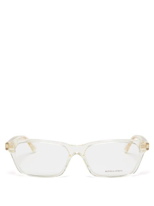 Bottega Veneta - Rectangular Acetate Glasses - Womens - Beige