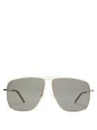 Matchesfashion.com Saint Laurent - Aviator Frame Metal Sunglasses - Womens - Gold Multi