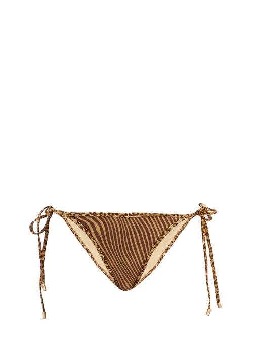 Matchesfashion.com Zimmermann - Empire Side-tie Tiger-print Bikini Briefs - Womens - Brown Multi