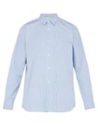 Matchesfashion.com Comme Des Garons Shirt - Forever Striped Cotton Poplin Shirt - Mens - Blue