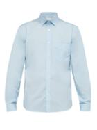 Matchesfashion.com Burberry - Logo Embroidered Stretch Cotton Poplin Shirt - Mens - Blue