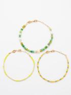 Anni Lu - Set Of Three Surf Rider 18kt Gold-plated Bracelets - Womens - Green Multi