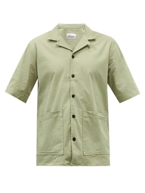 Albam - Alternate Cuban-collar Organic Cotton-blend Shirt - Mens - Beige