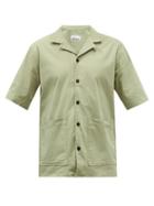 Albam - Alternate Cuban-collar Organic Cotton-blend Shirt - Mens - Beige