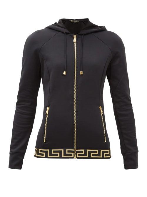Matchesfashion.com Versace - Zip-up Tech-jersey Hooded Sweatshirt - Womens - Black