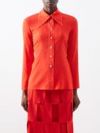 A.w.a.k.e. Mode - Tie-back Point-collar Crepe Shirt - Womens - Red