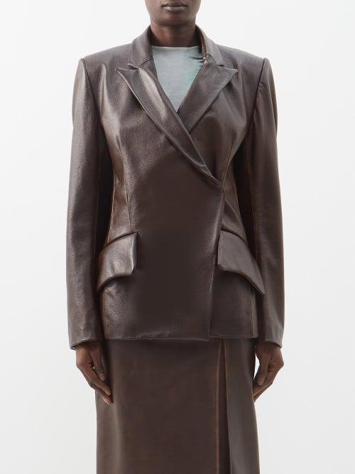 16arlington - Alden Leather Blazer - Womens - Brown