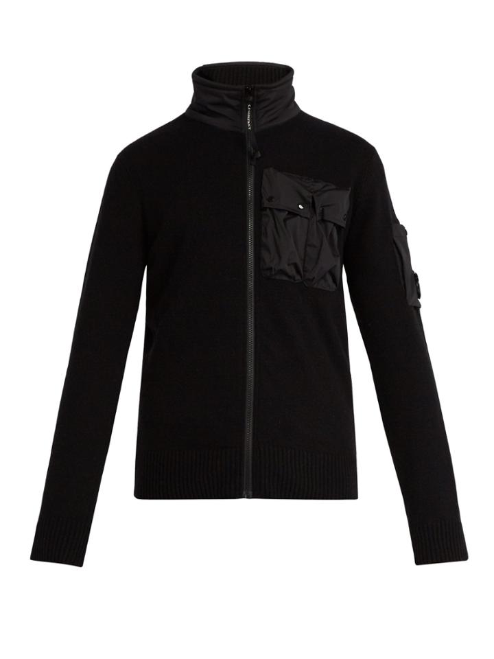 C.p. Company Zip-through Wool-blend Sweatshirt