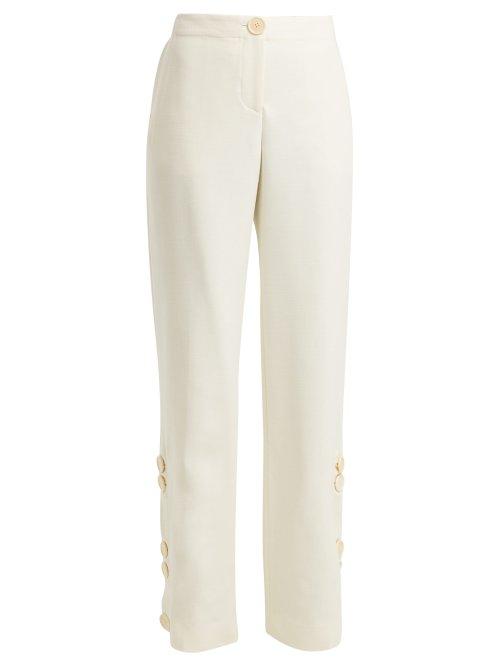 Matchesfashion.com Wales Bonner - Buttoned Wool Blend Trousers - Womens - Ivory
