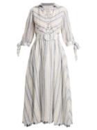 Matchesfashion.com Gl Hrgel - Striped Linen Dress - Womens - Blue Stripe
