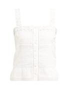 Matchesfashion.com Saint Laurent - Crochet Trim Cotton Blend Top - Womens - White