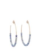 Matchesfashion.com Diane Kordas - Diamond, Aventurine & 18kt Rose Gold Hoop Earrings - Womens - Blue