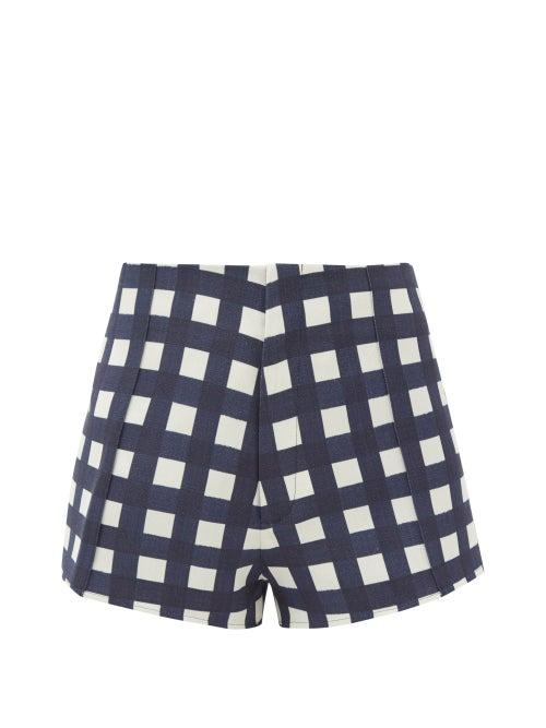 Jacquemus - Limao High-rise Check Canvas Shorts - Womens - Navy Multi