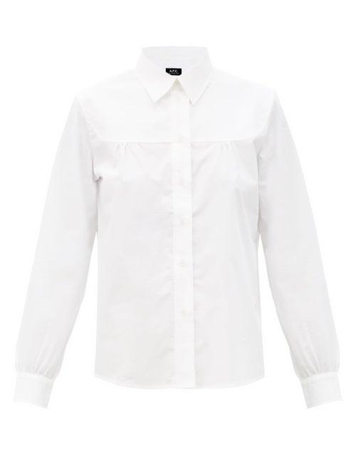 Matchesfashion.com A.p.c. - Pascale Gathered Cotton-poplin Shirt - Womens - White