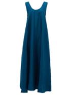 Matchesfashion.com Asceno - The Capri Low-back Silk Midi Dress - Womens - Blue
