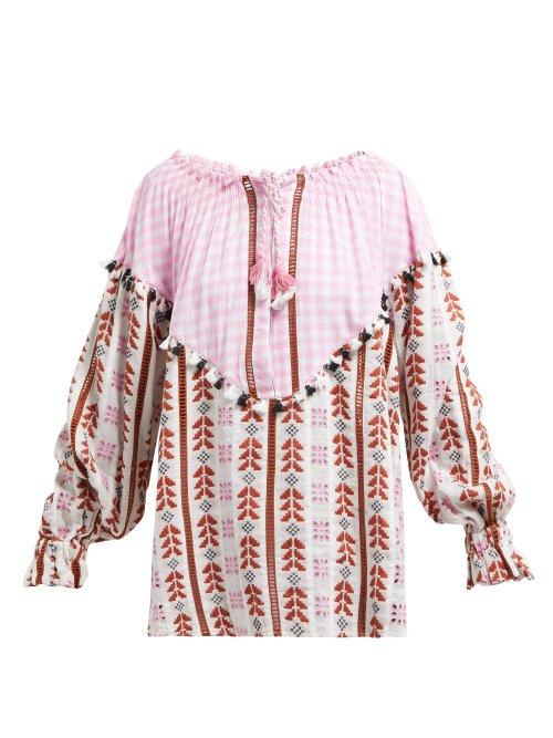 Matchesfashion.com Dodo Bar Or - Alma Geometric Jacquard Cotton Top - Womens - Pink Multi