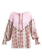 Matchesfashion.com Dodo Bar Or - Alma Geometric Jacquard Cotton Top - Womens - Pink Multi