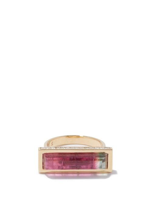 Jade Jagger - Diamond, Tourmaline & 18kt Gold Ring - Womens - Pink Gold