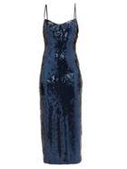 Matchesfashion.com Galvan - Berlin Plunge-back Sequinned Midi Dress - Womens - Blue