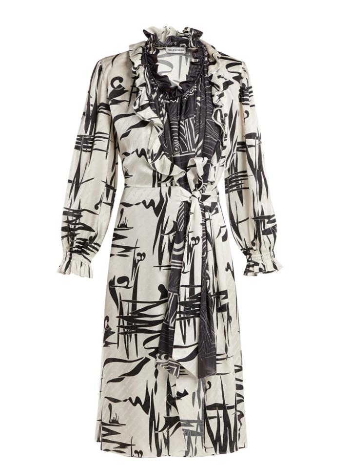 Balenciaga Abstract-print Silk Dress