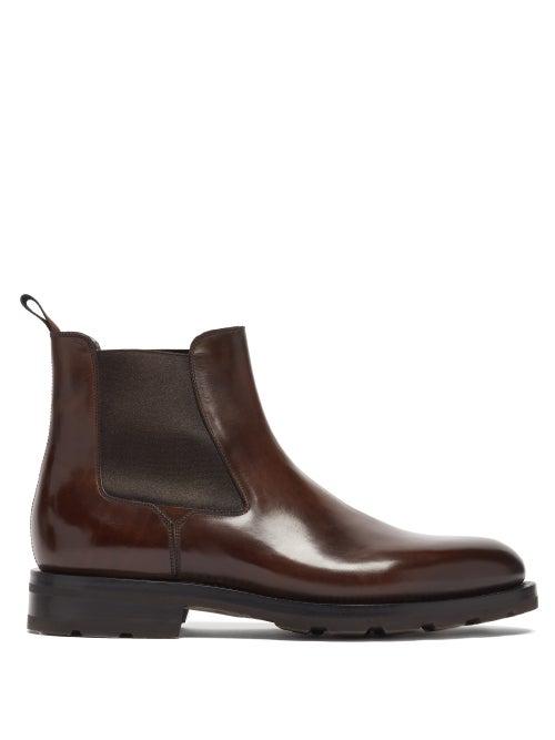Matchesfashion.com Santoni - Colin Leather Chelsea Boots - Mens - Dark Brown