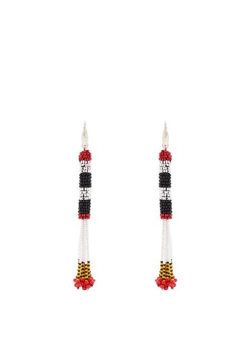 Matchesfashion.com Isabel Marant - Bead Embellished Tassel Drop Earrings - Womens - Red