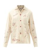 Matchesfashion.com Bode - Schoolhouse Signature-embroidered Cotton Shirt - Womens - White