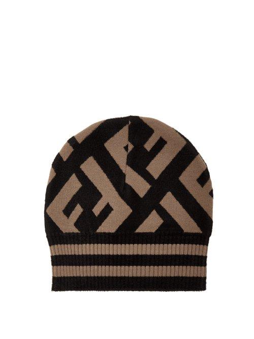 Matchesfashion.com Fendi - Macro Ff Logo Beanie Hat - Womens - Camel