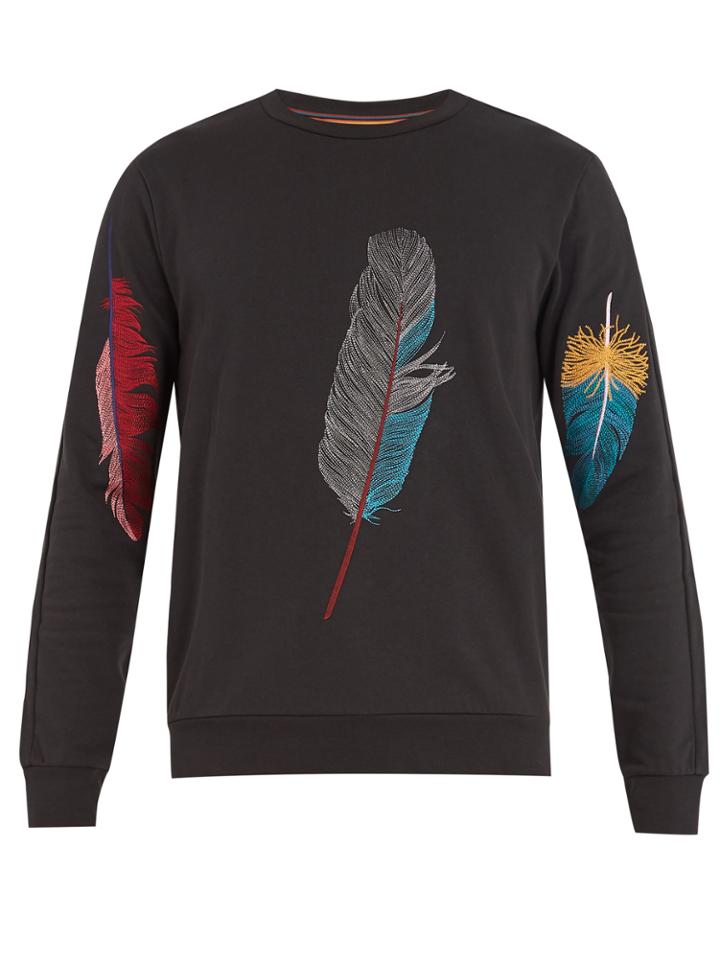 Paul Smith Feather-embroidered Cotton-jersey Sweatshirt