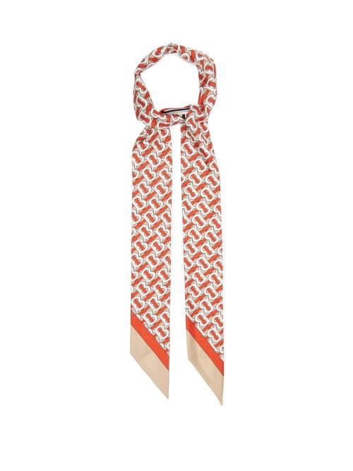 Matchesfashion.com Burberry - Tb Logo-print Silk-faille Scarf - Womens - Red Multi