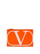 Matchesfashion.com Valentino Garavani - V-logo Leather Pouch - Womens - Orange